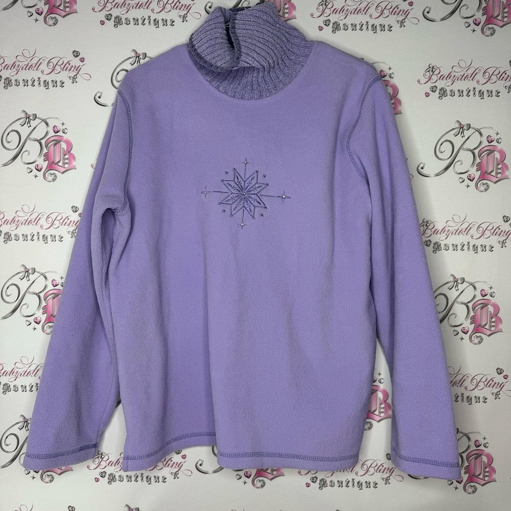 Carroll reed sweater turtleneck lilac purple snowflake bling diamond crystals